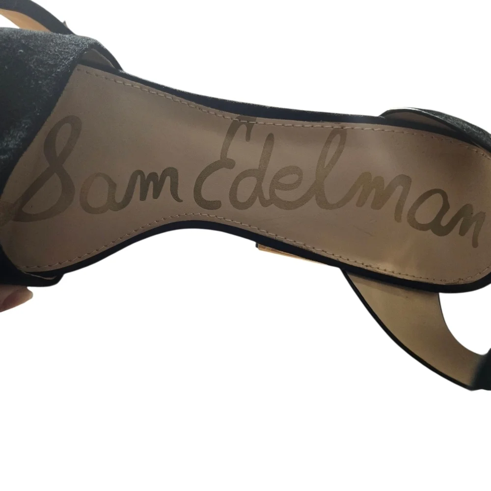 SAM EDELMAN 'Synthia' Suede Leather Sandal BLACK SZ 9.5 - Picture 3 of 9